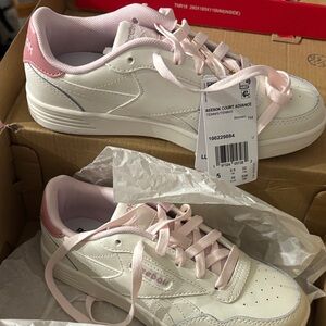Reebok Court Advance White and Light Pink Shoes